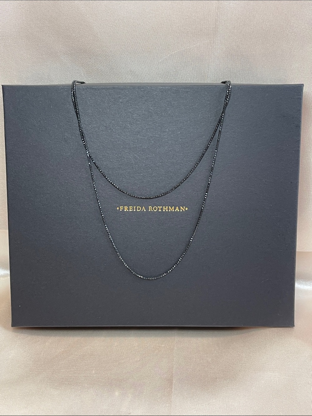 Freida Rothman Black Rhodium Over Sterling Silver Box Chain 30" NWT $145 MSRP